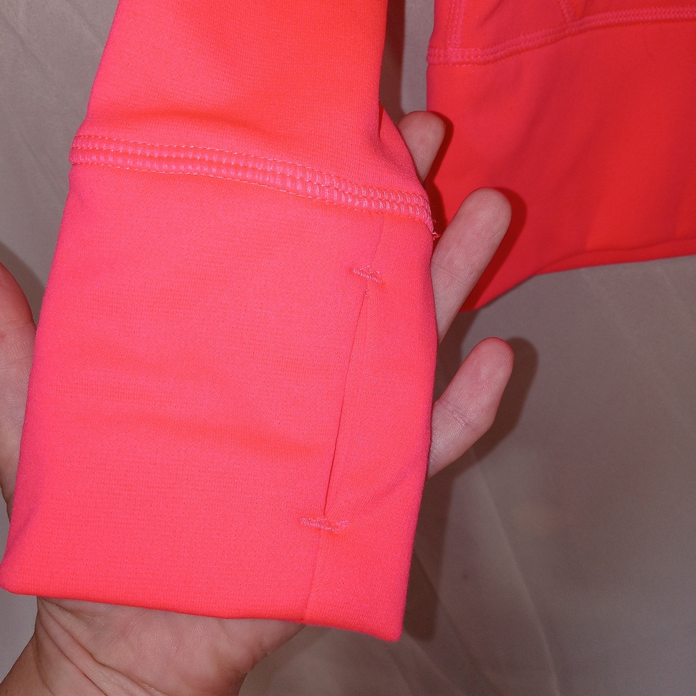 Nike Neon Coral Pink Pullover Hoodie size XS Polyester Pouch Pocket Long Sleeve - Picture 3 of 12